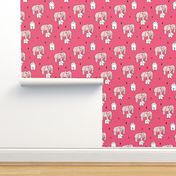 Geometric elephants origami paper art safari theme mother and baby girls pastels pink