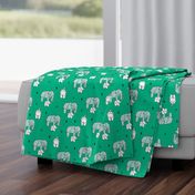 Geometric elephants origami paper art safari theme mother and baby gender neutral green mint