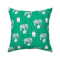 Geometric elephants origami paper art safari theme mother and baby gender neutral green mint