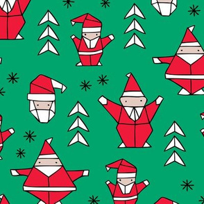 Origami decoration stars seasonal geometric december holiday and santa claus print design red green