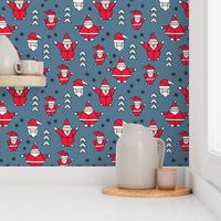 Origami decoration stars seasonal geometric december holiday and santa claus print design red blue