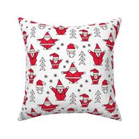 Origami decoration stars seasonal geometric december holiday and santa claus print design red black and white