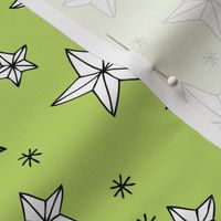 Origami decoration stars seasonal geometric december holiday holy night design lime green
