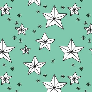Origami decoration stars seasonal geometric december holiday holy night design mint green