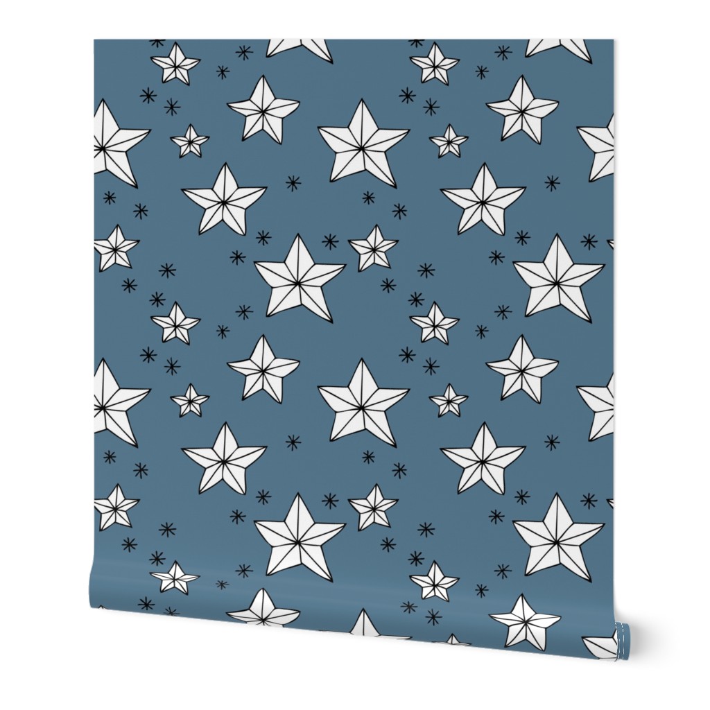 Origami decoration stars seasonal geometric december holiday holy night design blue