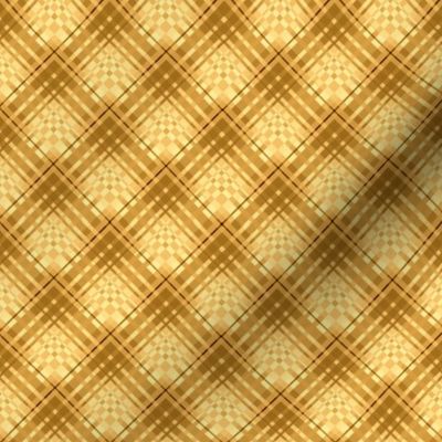 Medium - Golden Autumn Plaid on the Diagonal in Yellow - Gold - Brown