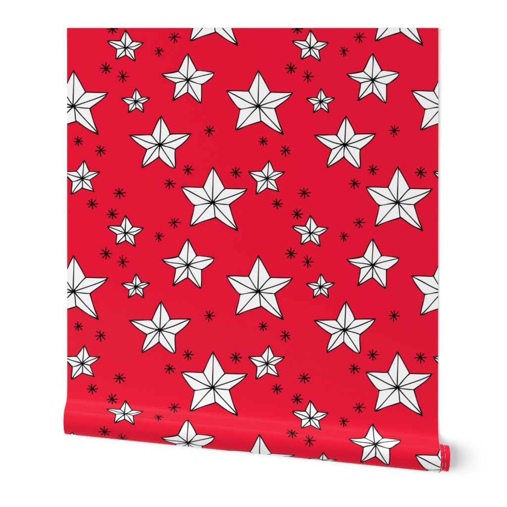 Origami decoration stars seasonal geometric december holiday holy night design red