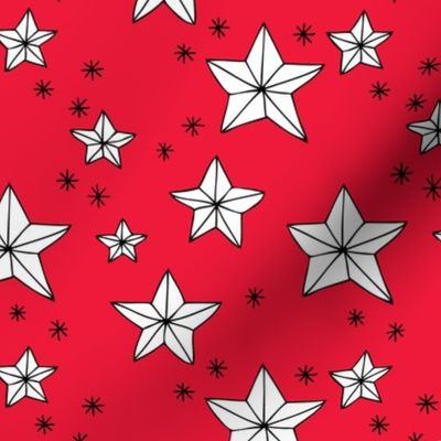 Origami decoration stars seasonal geometric december holiday holy night design red