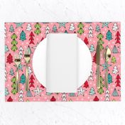Christmas trees and origami decoration stars seasonal geometric december holiday design pink multi color