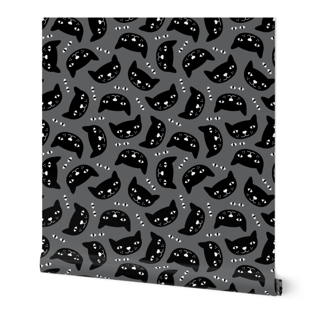 Kitty black cat cute cats fabric for halloween