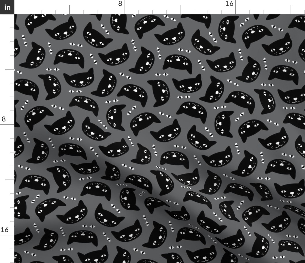 Kitty black cat cute cats fabric for halloween