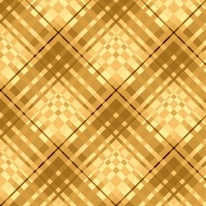 Large - Golden Autumn Plaid on the Diagonal in Yellow - Gold - Brown