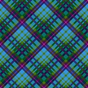 Large -  Blue and Green Diagonal Plaid