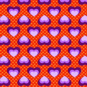 Purple Beating Hearts on Red by Cheerful Madness!!