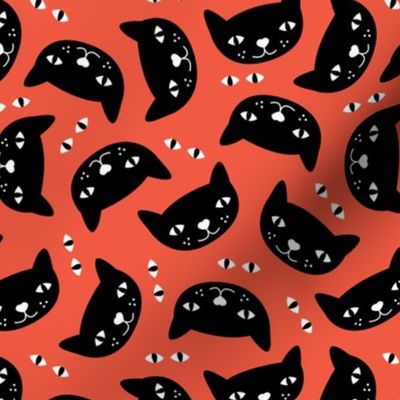 Kitty black orange cat cute cats fabric for halloween