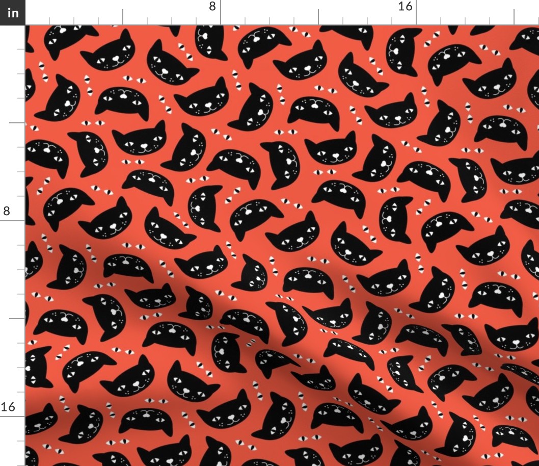 Kitty black orange cat cute cats fabric for halloween