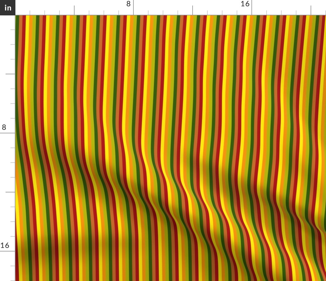 BN11 - Narrow Summer Romp Stripes in Red - Yellow - Green - Orange