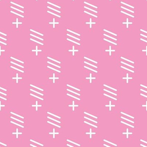 Geometric plus and stokes abstract scandinavian style fabric pink