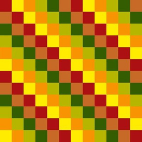 BN11 - Stairstep Diagonal Checks in Red - Yellow - Orange - Green