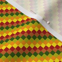 BN11 - Tiny Stairstep Diagonal Checks in Red - Yellow - Orange - Green