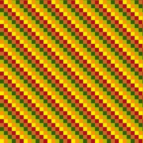 BN11 - Tiny Stairstep Diagonal Checks in Red - Yellow - Orange - Green