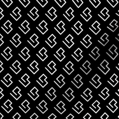 Geometric abstract maze scandinavian shape black and white