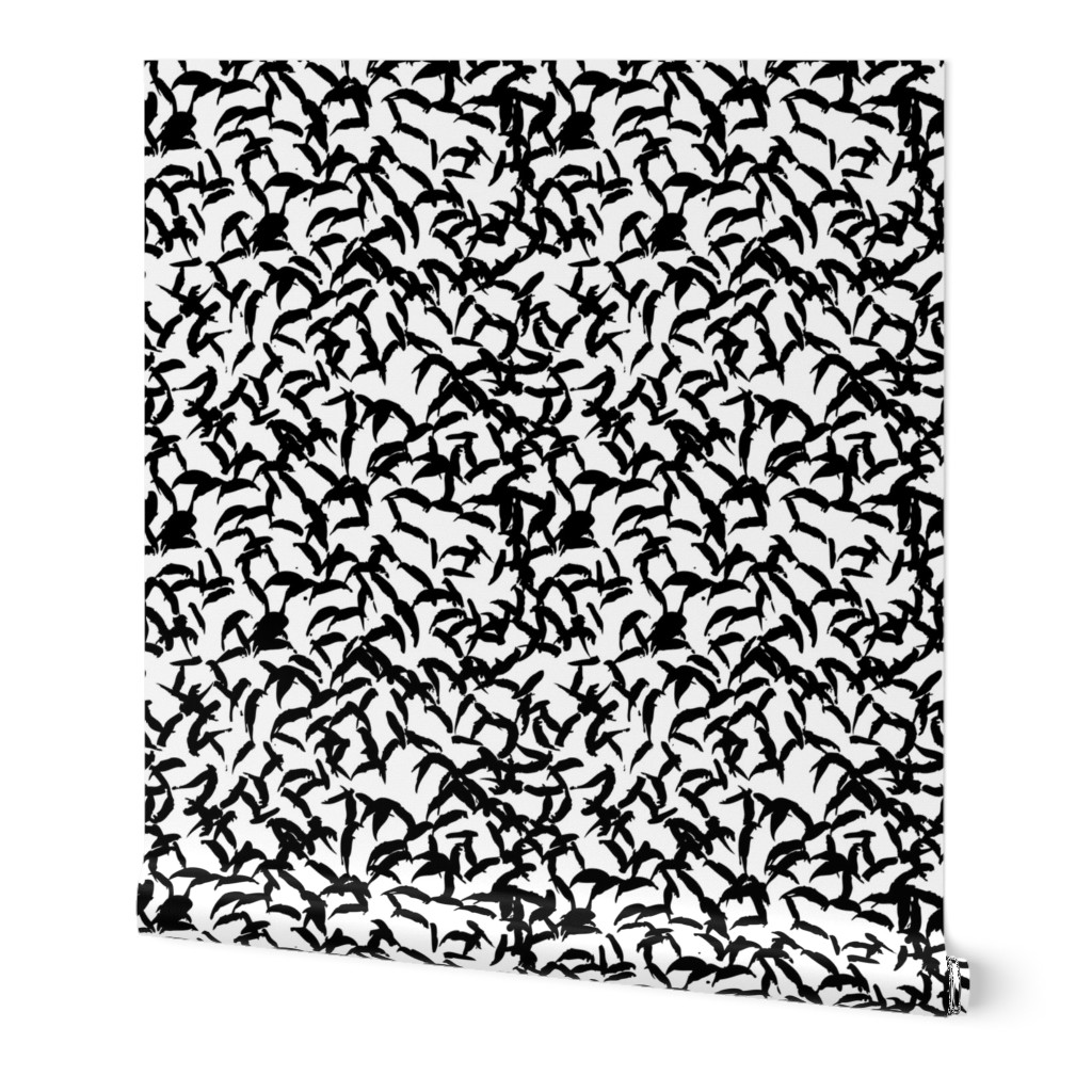 Trendy Scandinavian art abstract brush strokes and raw lines and spots black and white