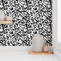 Trendy Scandinavian art abstract brush strokes and raw lines and spots black and white