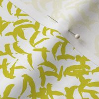 Trendy Scandinavian art abstract brush strokes and raw lines and spots mustard yellow and white