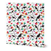 Sweet tropical toucan birds tucan summer fabric in jungle forest branches colorful fabric for kids