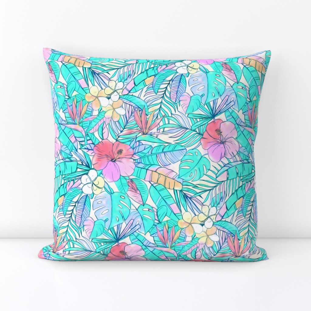 Pretty Pastel Hawaiian Hibiscus Print