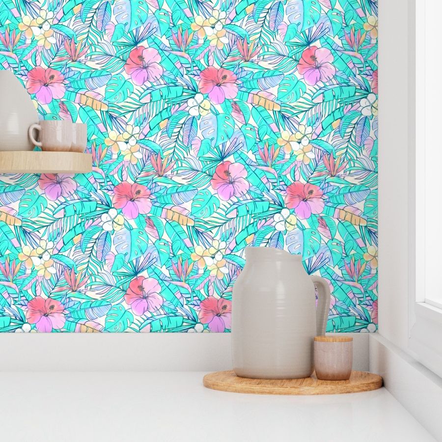 Pretty Pastel Hawaiian Hibiscus Print