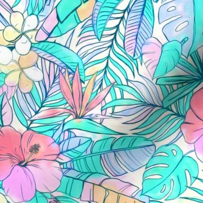 Pretty Pastel Hawaiian Hibiscus Print