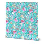 Pretty Pastel Hawaiian Hibiscus Print