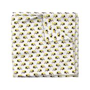 Super cool dutch caravan travel theme summer vacation time in europe fabric mustard yellow