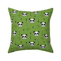 Sweet little baby panda geometric crosses and arrows fabric gender neutral green