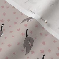 Canada Geese on a Taupe Maple Leaf Background