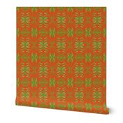 Lush Leafy Tropical on Sun-Scorched Orange - Small Scale