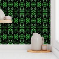 Lush Leafy Tropical on Deep Black