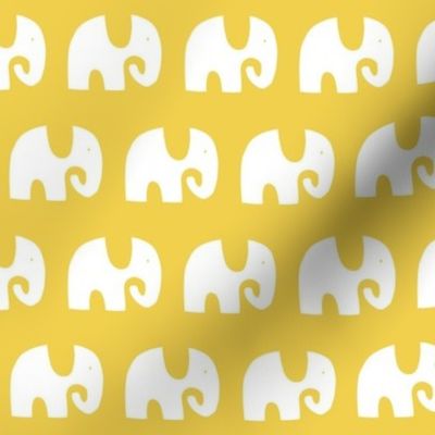 Elephant Parade - White on Yellow