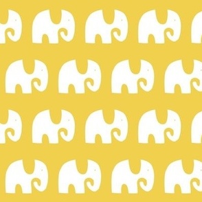 Elephant Parade - White on Yellow