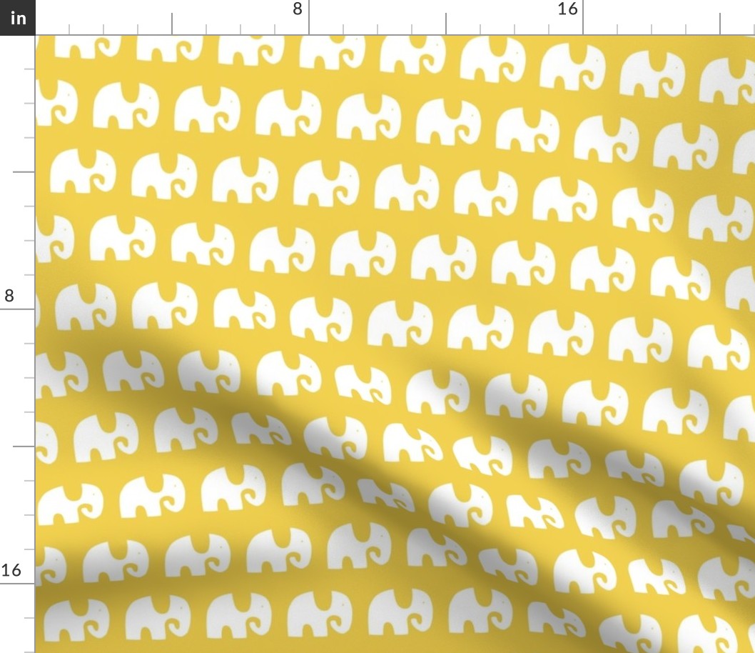 Elephant Parade - White on Yellow