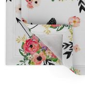 Boho Floral Dreams with Arrows - WHITE