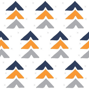 orange + navy + grey 