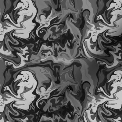 BN1 - MED -  Abstract Marbled Mystery in Monochromatic Grey 