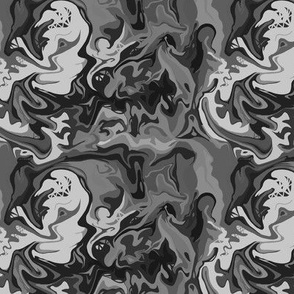 BN1 - MED -  Abstract Marbled Mystery in Monochromatic Grey 