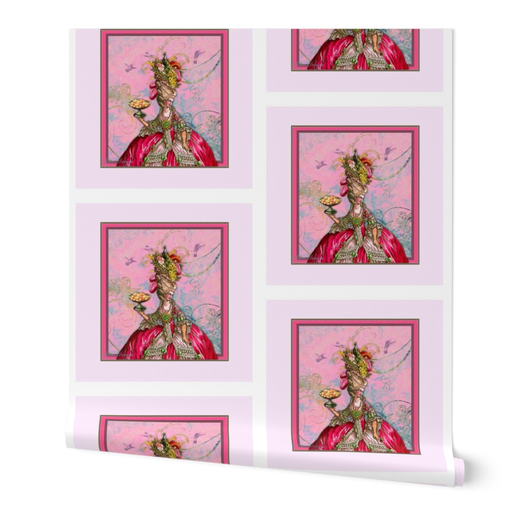 Marie Antoinette Peacock and Cakes Pillow Panel