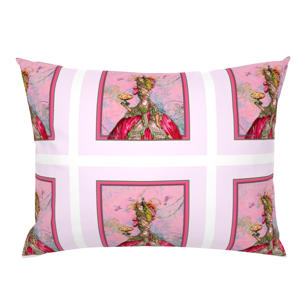 Marie Antoinette Peacock and Cakes Pillow Panel