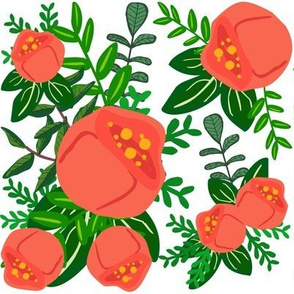 Red Mod Roses Floral Print