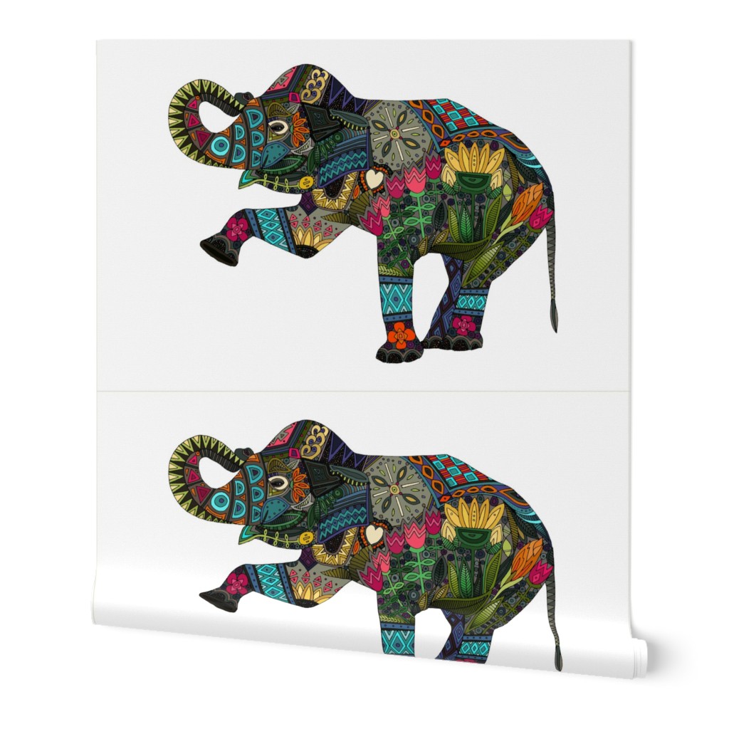 asian elephant tea towel